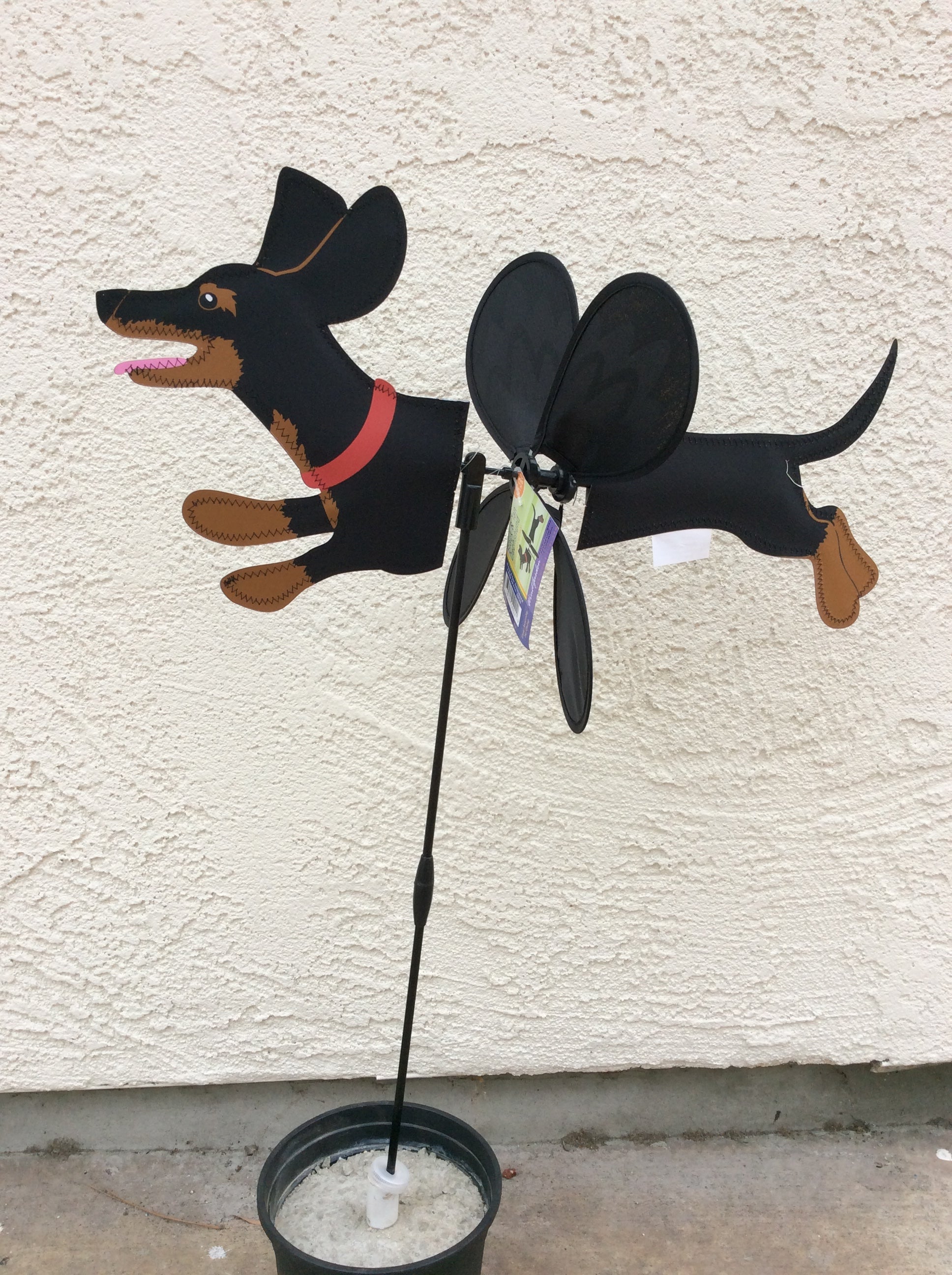 Flag wind spinner Dachshund Black Tan