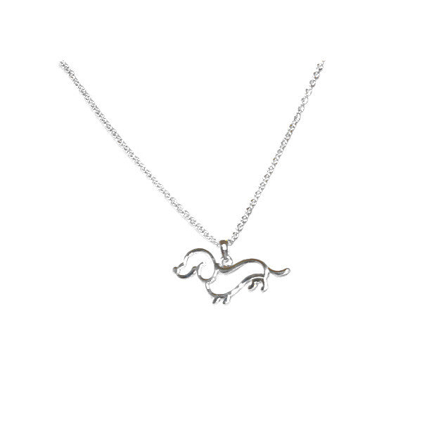 Necklace ,  fine silver-plated wiener dog - cut out