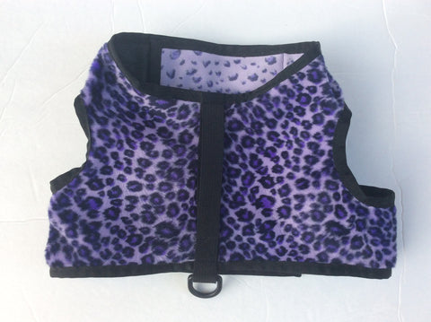 harness - purple leopard. THIS FABRIC IS OUT OF STOCK